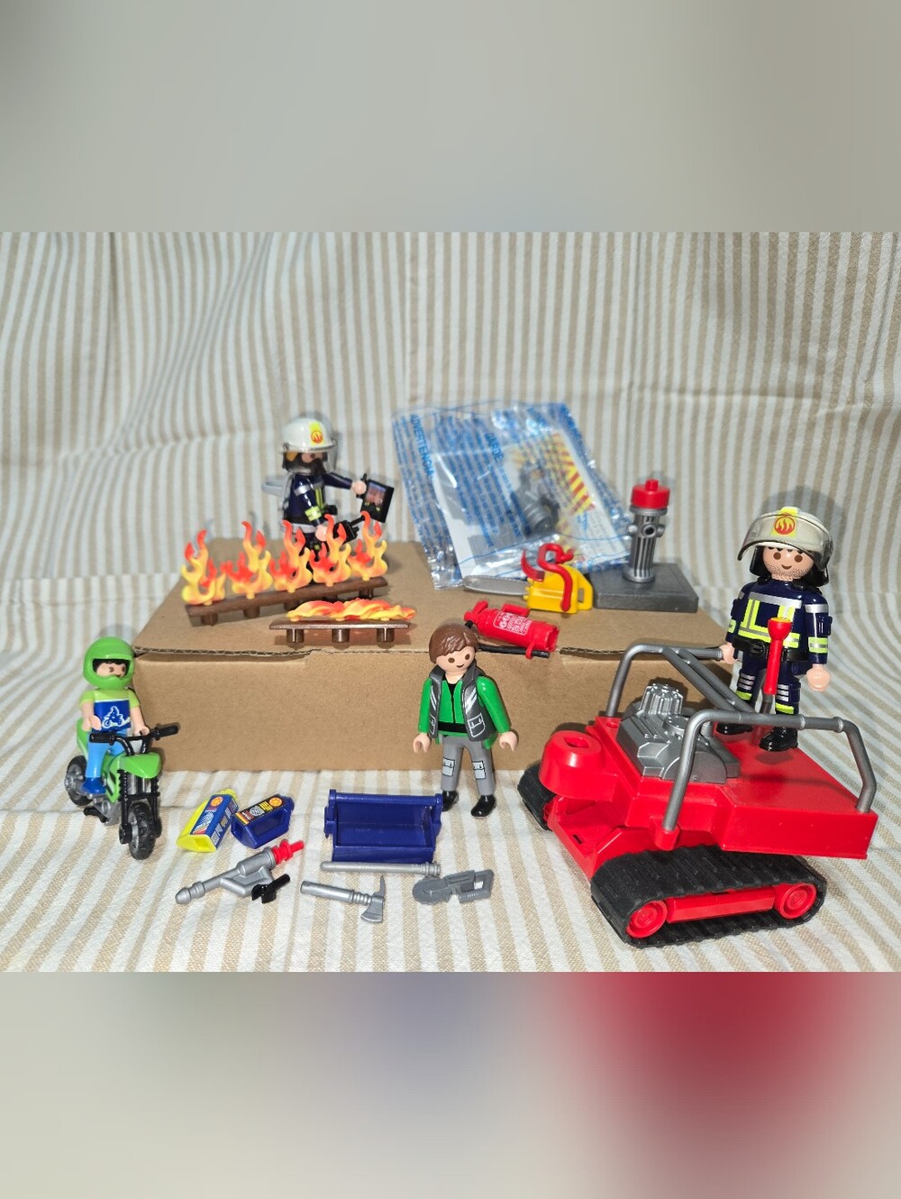 Playmobil Kids Fire Rescue And Motorcyclists Playsets